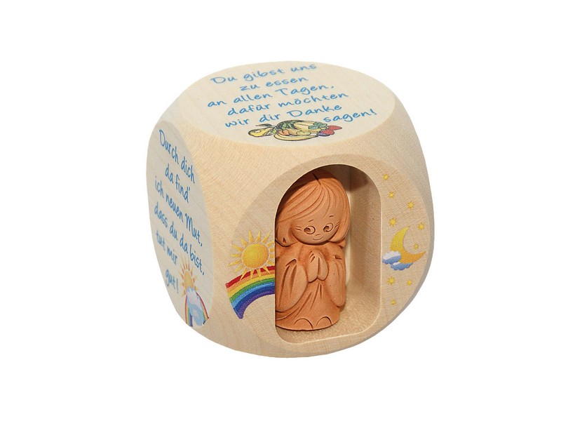 Gebetswürfel 49 mm, natur, mit Tonengelchen Gebetswürfel 49 mm, natur, mit Tonengelchen