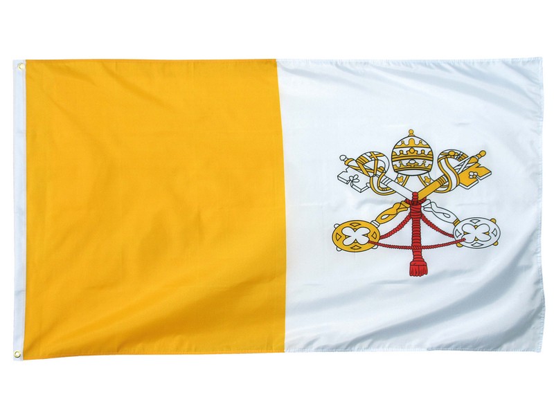 Fahne 'Vatikan', gelb/weiß, 150 x 90 cm, 2 Ösen