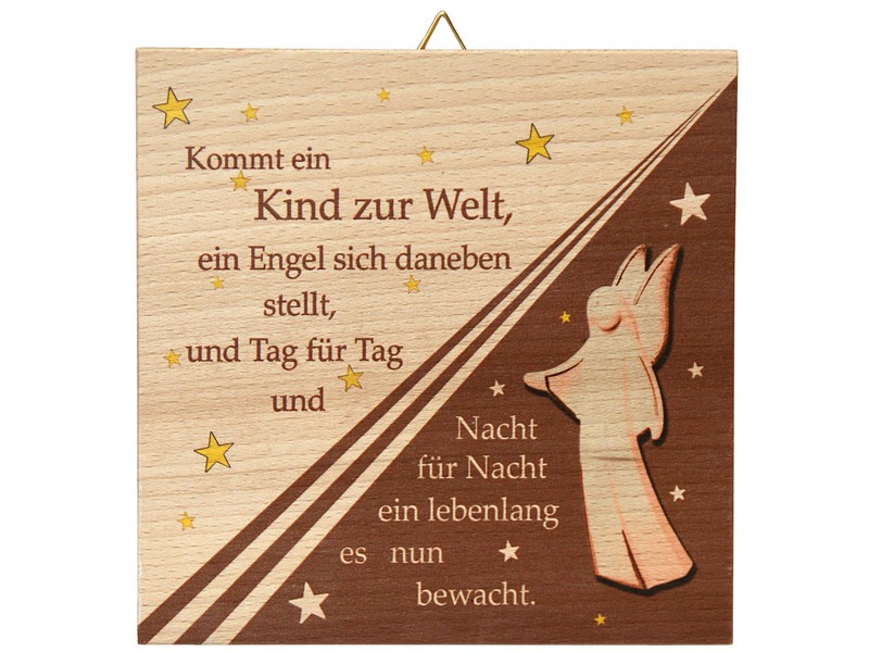 Holztafel mit Kindergebet 'Kommt ein Kind..' 14 cm