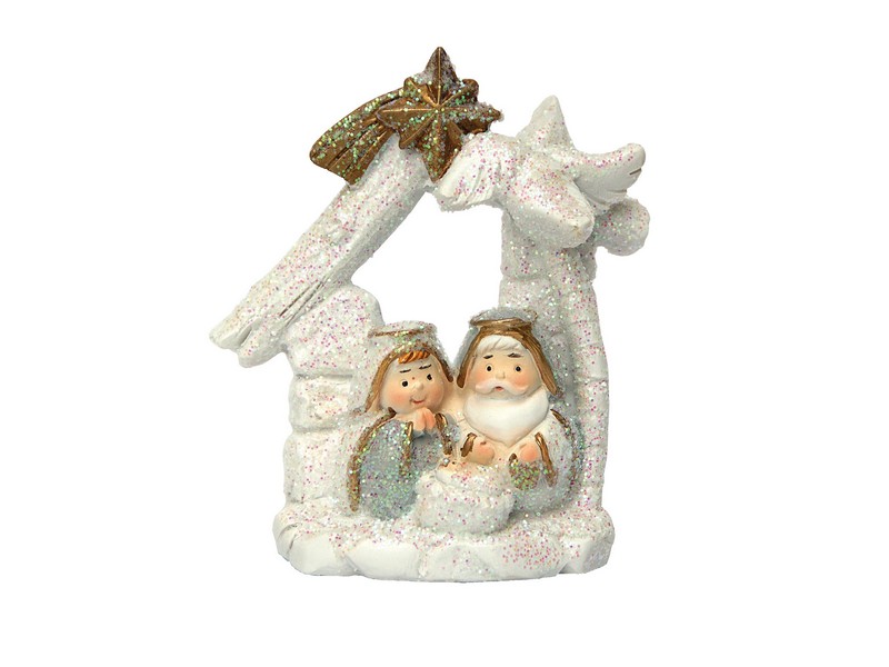 Glitzerkrippe Größe ca. 6 cm, Kunstguss Glitzerkrippe Größe ca. 6 cm, Kunstguss