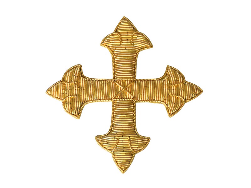 Applikation Kreuz gold 5 cm zum Aufnähen