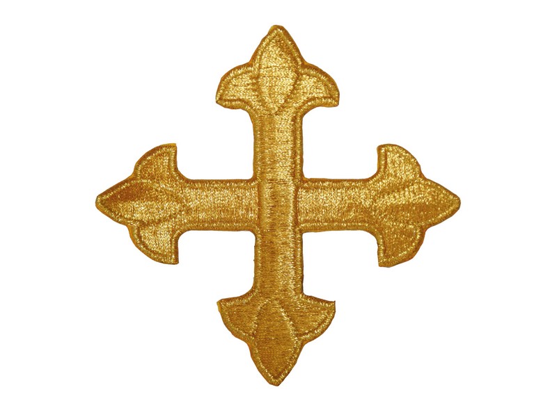 Applikation Kreuz gold 8 cm zum Aufnähen