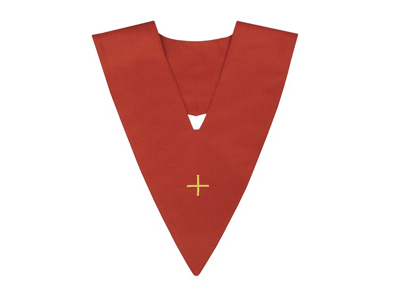 Skapulier (Lektorenkragen) rot mit einfachem Kreuz
