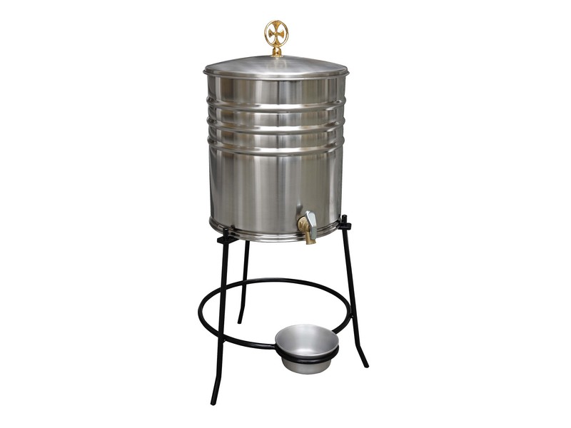 Weihwasserbehälter, Edelstahl mit Ständer, ca. 35 Lt. Weihwasserbehälter, Edelstahl mit Ständer, ca. 35 Lt.