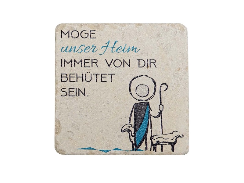 Natursteinplatte 10 x 10 cm 'Möge unser Heim... ' Natursteinplatte 10 x 10 cm 'Möge unser Heim... '