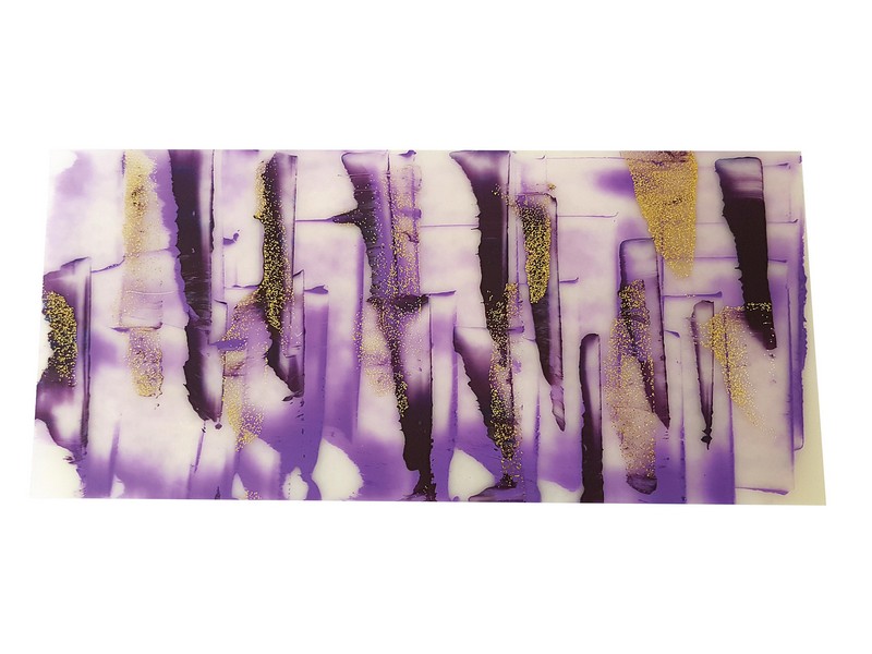 Wachsplatte 200x100 mm violett/glitter gold