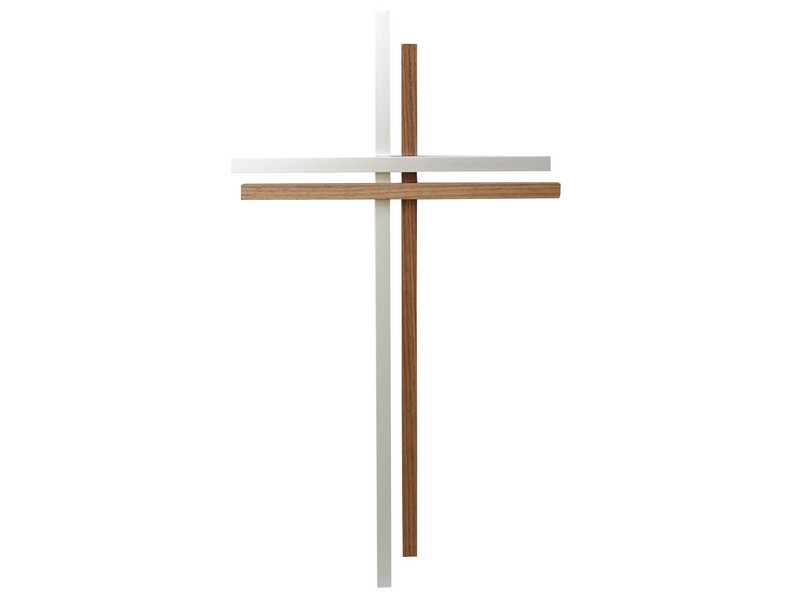 Kreuz \'Handarbeit\' ca. 38 x 21 x 3 cm Alu/Nuss