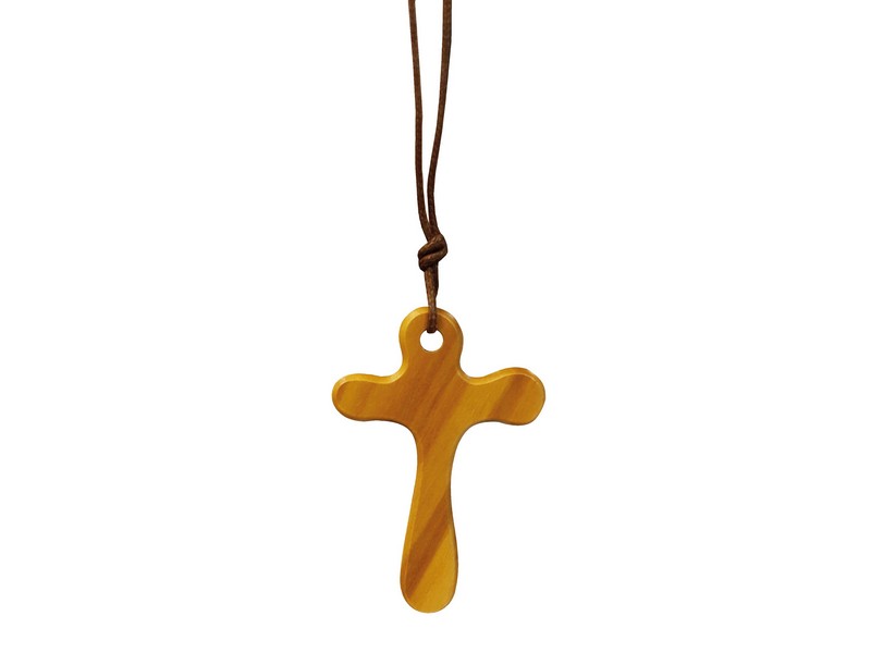 Olivenholzkreuz mit brauner Schnur, 6 x 4 cm Olivenholzkreuz mit brauner Schnur, 6 x 4 cm