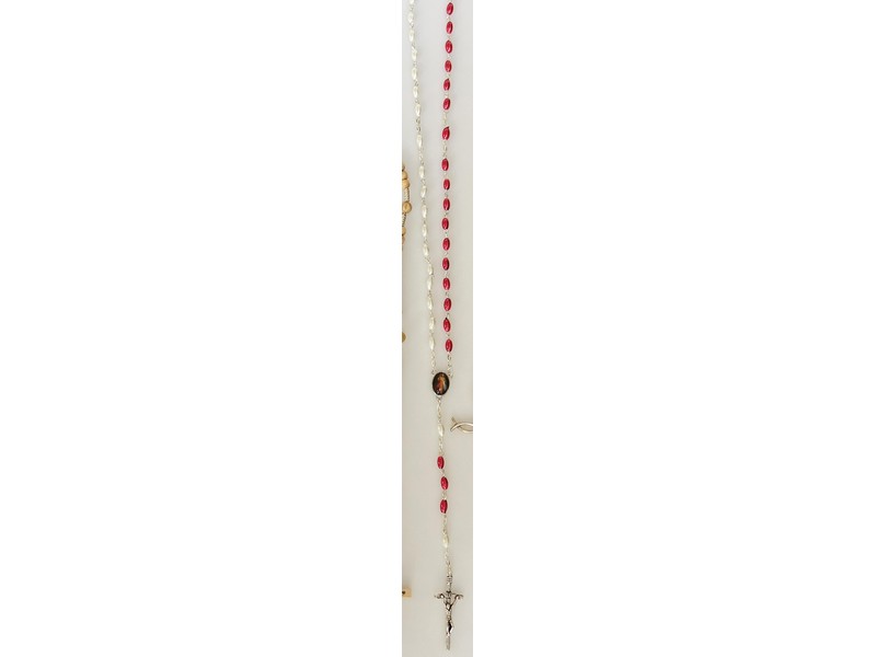 Rosenkranz 'Barmherziger Jesu' rot/weiß, L: 52 cm