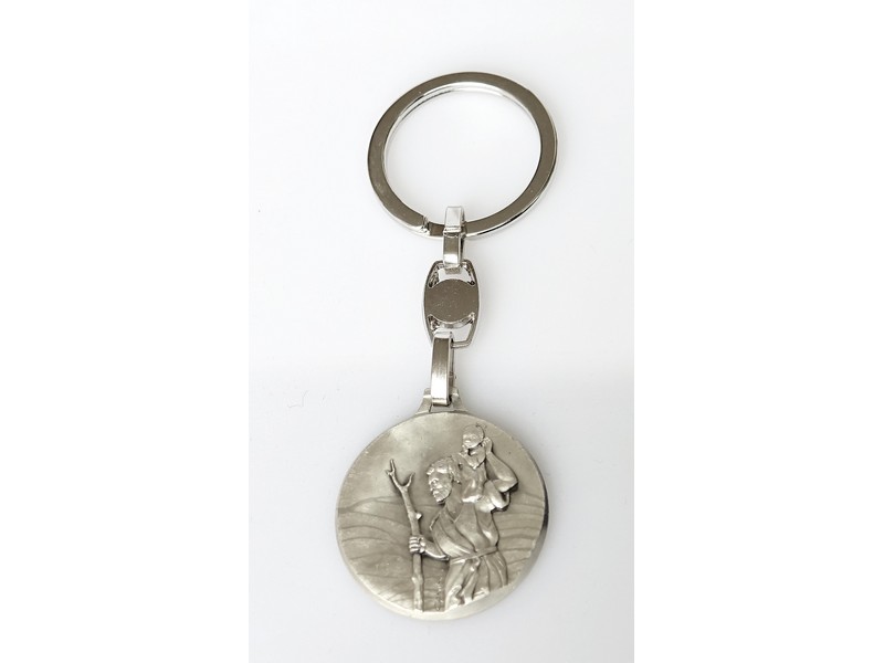 Schlüsselanhänger 'Christophorus' mit Schlüsselr. aus Metall