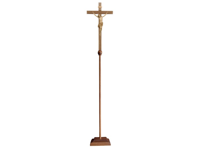Vortragekreuz 200 cm mit geradem Balken 3fach gebeizt Vortragekreuz 200 cm mit geradem Balken 3fach gebeizt