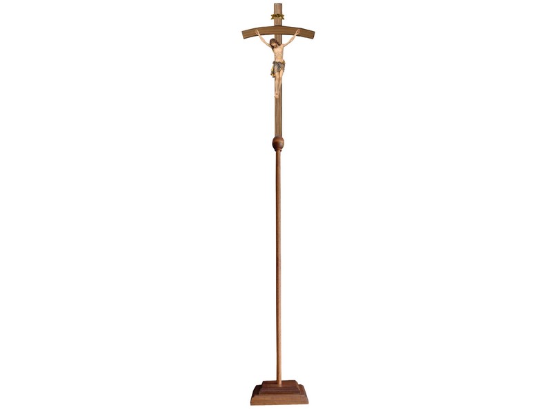 Vortragekreuz 200 cm mit gegebogenem Balken bemalt Vortragekreuz 200 cm mit gegebogenem Balken bemalt