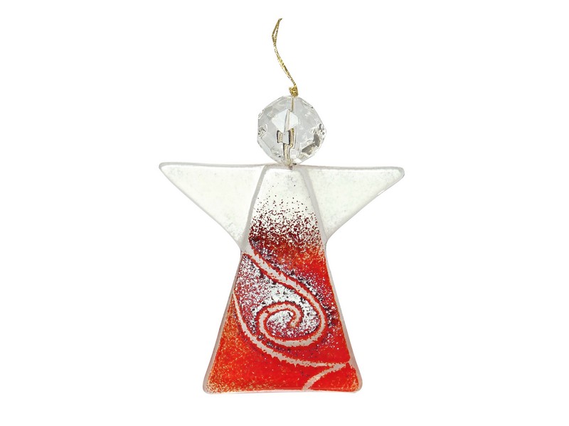 Engel aus Glas, Handarbeit, 8,5 cm, zum Aufhängen, rot Engel aus Glas, Handarbeit, 8,5 cm, zum Aufhängen, rot