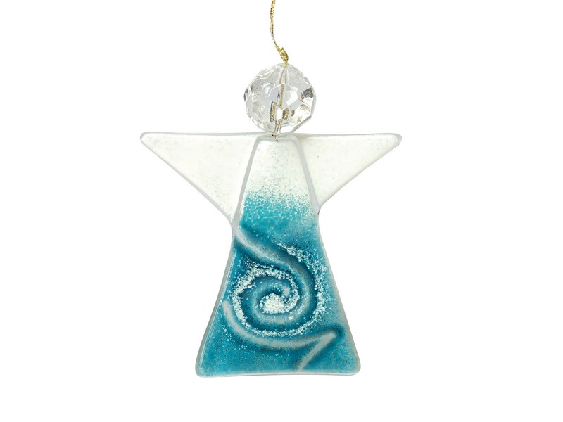 Engel aus Glas, Handarbeit, 8,5 cm, zum Aufhängen, türkis Engel aus Glas, Handarbeit, 8,5 cm, zum Aufhängen, türkis