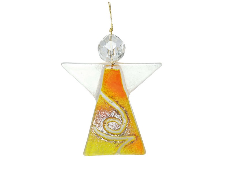 Engel aus Glas, Handarbeit, 8,5 cm, zum Aufhängen, gelb Engel aus Glas, Handarbeit, 8,5 cm, zum Aufhängen, gelb