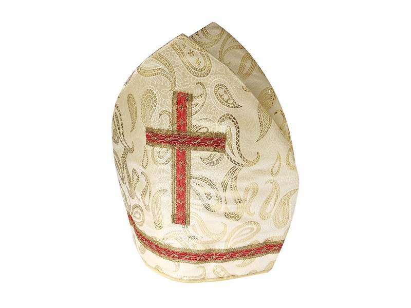 Bischofsmütze (Mitra) creme/goldfarben Bischofsmütze (Mitra) creme/goldfarben
