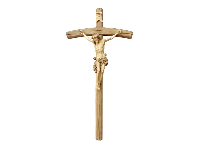 Kreuz Barockchristus geschnitzt, mehrfach gebeizt 25 cm