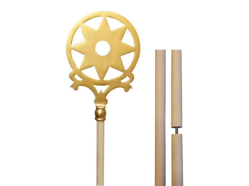 Sternsingerstern goldfarbig aus Alu, mit teilb. Holzstab Sternsingerstern goldfarbig aus Alu, mit teilb. Holzstab