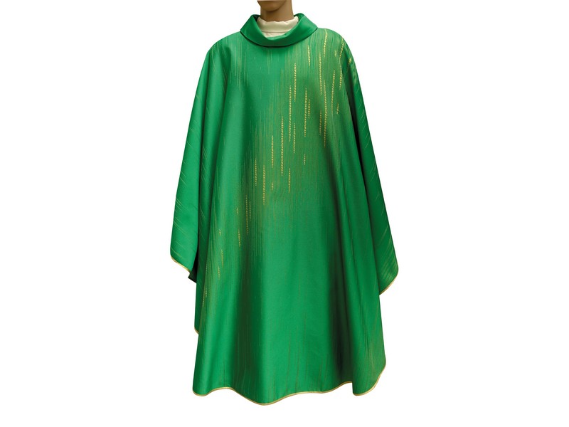 Kasel LA VIA ungefüttert grün, 45 % Seide und 55 % Polyester Kasel LA VIA ungefüttert grün, 45 % Seide und 55 % Polyester