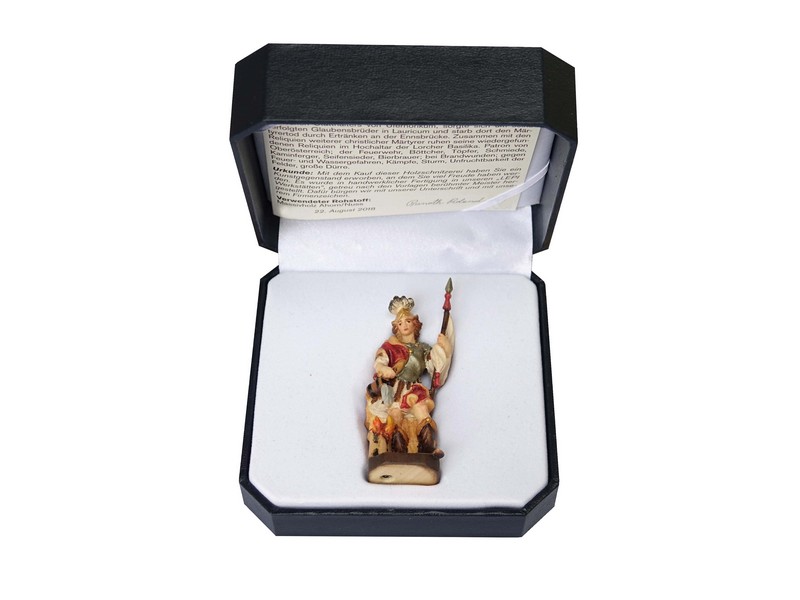Hl. Florian mit Etui, 6,5 cm, Holz geschn.