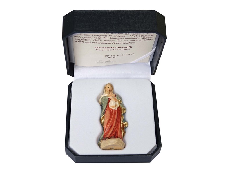 Hl. Renaissance Madonna mit Etui, 7 cm, Holz geschn.