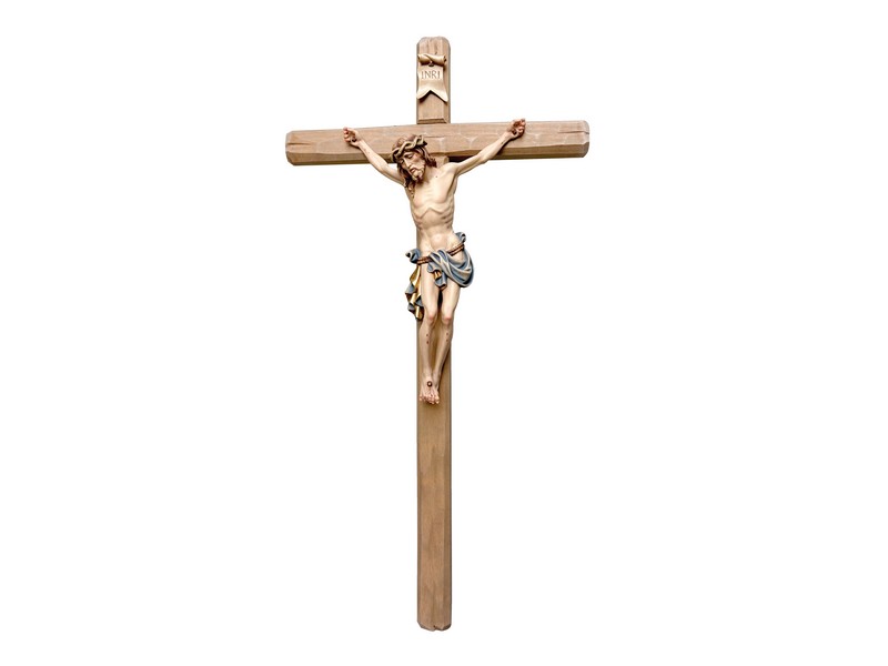 Kreuz Barockchristus geschnitzt, lasiert 25 cm