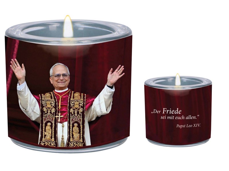 LichtMoment ''Papst Leo XIV' ø6,5 cm, H: 6 cm mit Teel.
