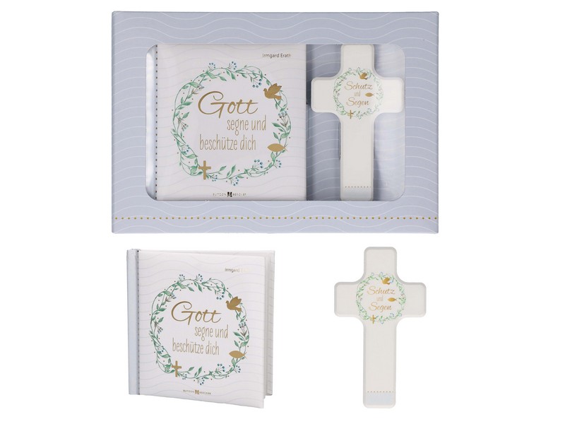 Gschenkset mit Buch und Kreuz, Gott segne und beschütze dich
